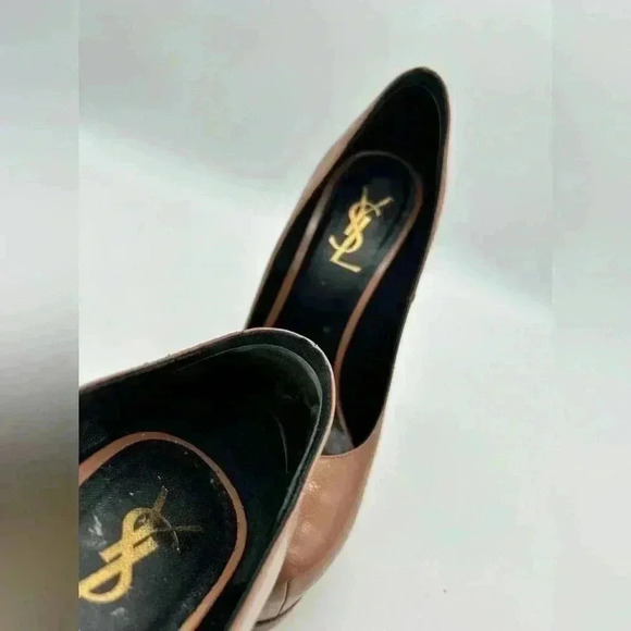 YSL SAINT LAURENT $795 TRIBTOO TRIBUTE LEATHER PUMPS SHOES EU 37.5 ITALY Caramel - Picture 13 of 15